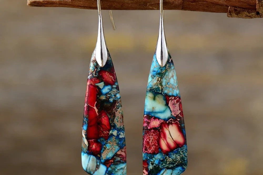 Retro Colorful Stone Earrings
