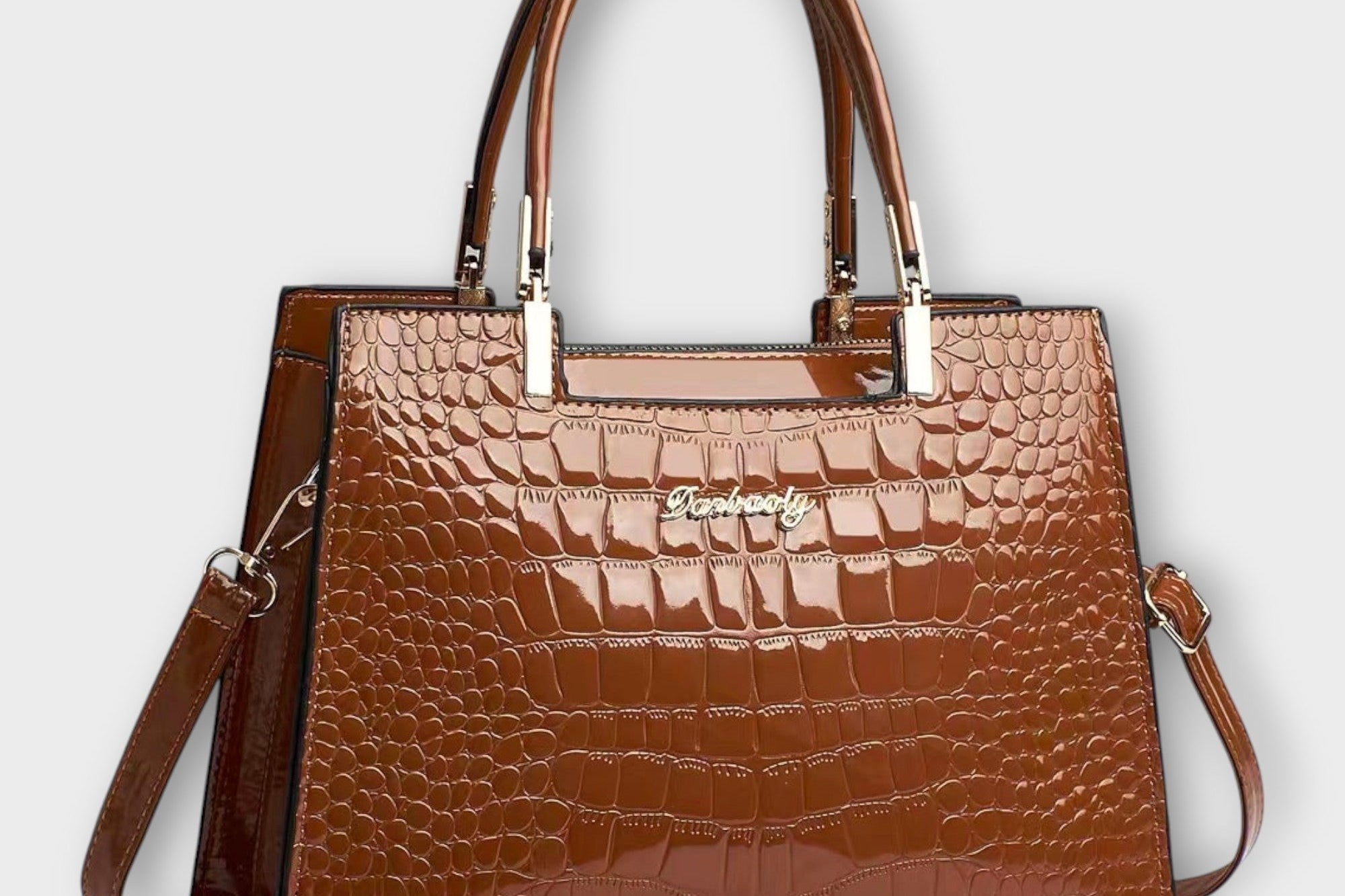 Olivia - Glossy Crocodile Pattern Handbag