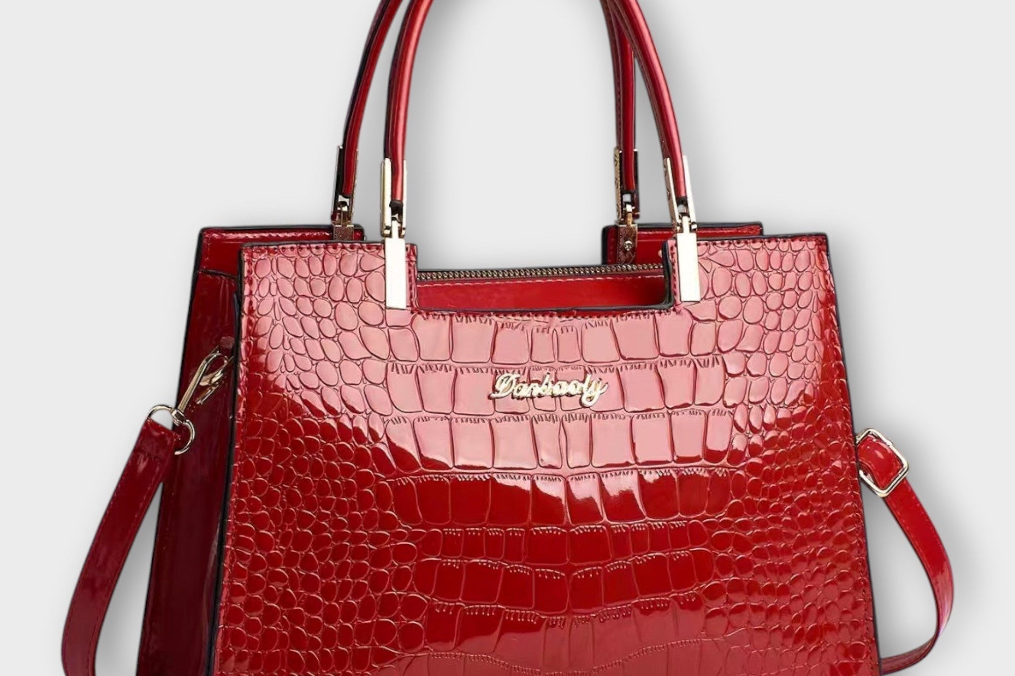 Olivia - Glossy Crocodile Pattern Handbag
