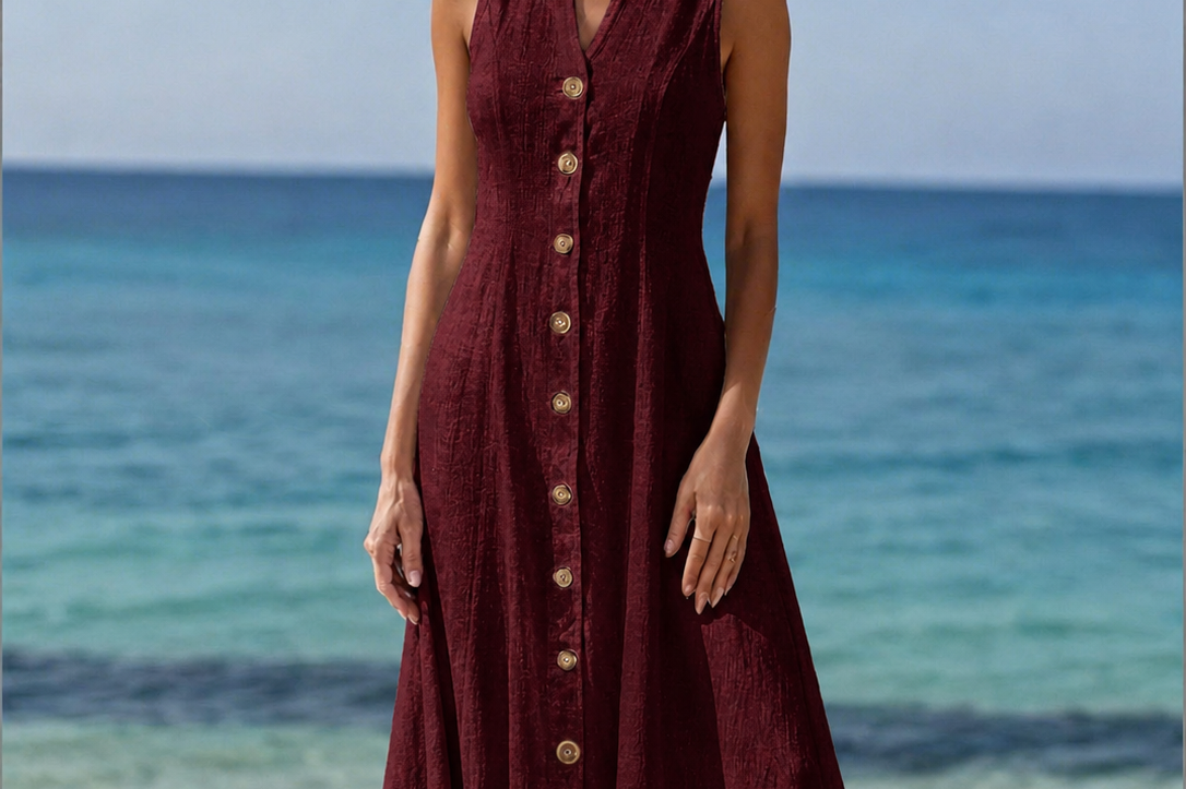 Olivia | Elegant V-Neck Long Dress