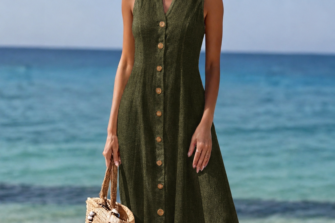 Olivia | Elegant V-Neck Long Dress