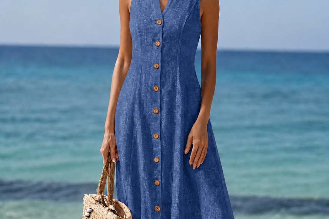 Olivia | Elegant V-Neck Long Dress
