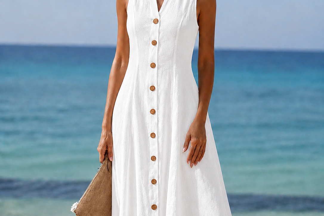 Olivia | Elegant V-Neck Long Dress