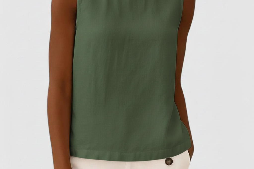 Anastine | Elegant Top with Roll Collar