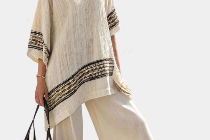 Harlowe | Elegant Black-Striped Linen Top & Flowing Pants