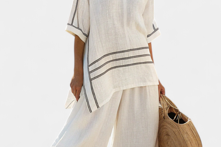 Wynric | Sophisticated Striped Asymmetrical Top & Bold Pants