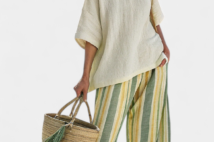Ellowyn | Sophisticated Top & Striped Linen Pants