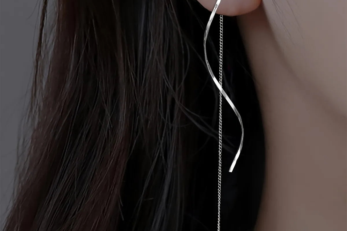 Long Earrings with Wavy Design