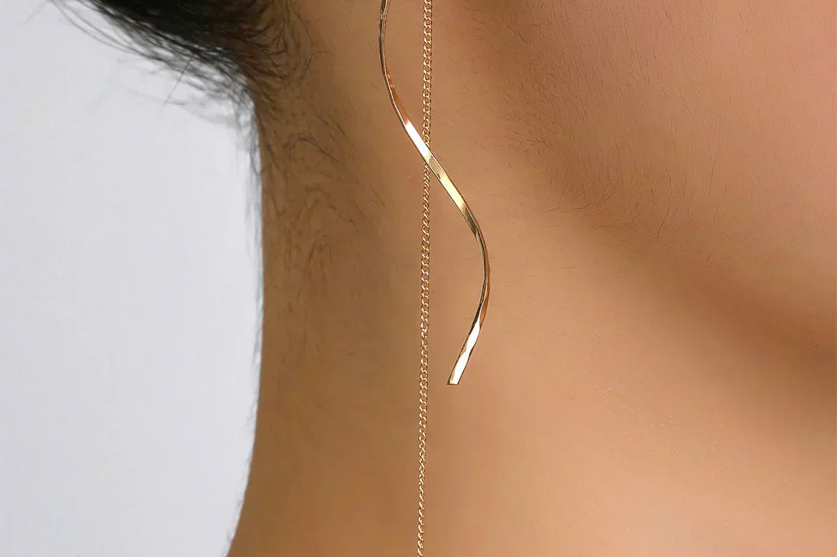 Long Earrings with Wavy Design