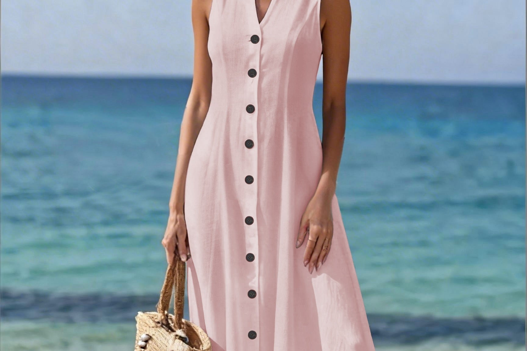 Olivia | Elegant V-Neck Long Dress