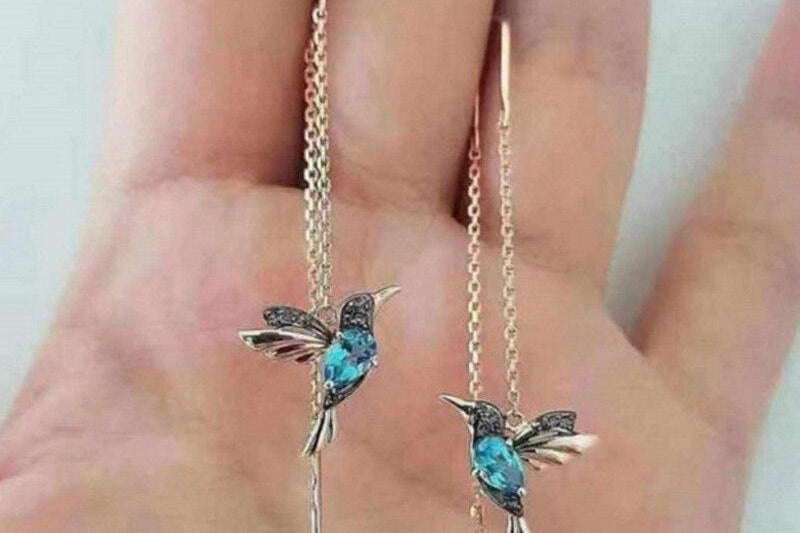 Hummingbird Earrings with Enamel and Zirconia